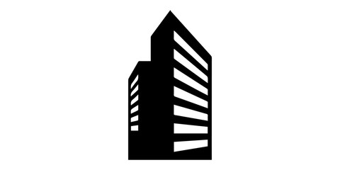 Office building in a dark striking Icon Minimalist Black Silhouette , Modern skyscraper building icon set black silhouette urban architecture skyline collection minimal city office tower vector bundle © Brazandrachandra