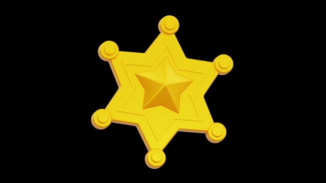 Golden Sheriff Star Badge 3D Animation