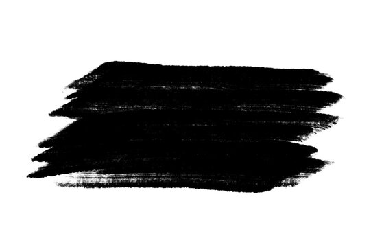 Black Grunge Brush Stroke with Transparent Background, Rough Textured Paint Element for Design Overlay