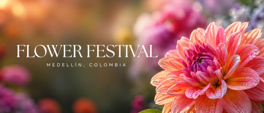 Traditional silletero floral parade with silletas on shoulders, vibrant dahlia orchid arrangements, flower farmers in colorful dress, chiva bus procession, highland cultural celebration
