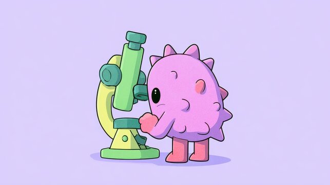Amoeba mascot flat design side view microscope theme water color colored pastel. 