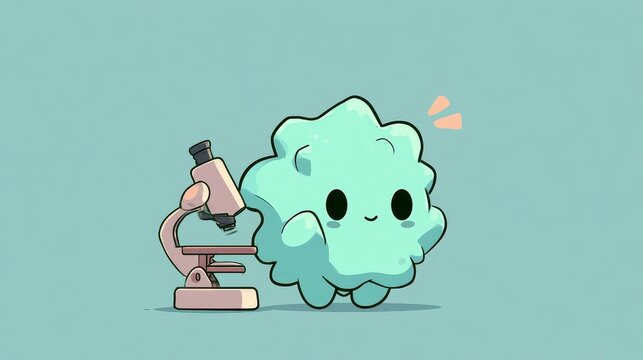 Amoeba mascot flat design side view microscope theme water color colored pastel. 