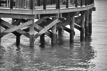 Wooden Pier Pilings in the Atlantic Ocean at Miami Beach © Sean Davis