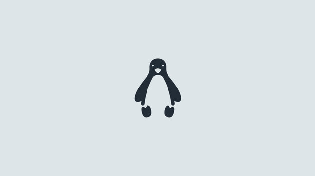 Abstract black and white penguin character icon.