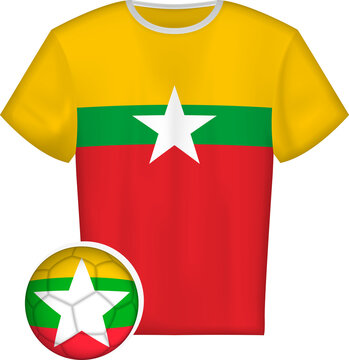 Burmese Flag Soccer Jersey and Ball