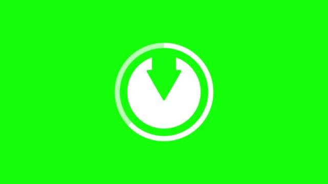 Animated Download Web Application icon completed concept on green screen background.