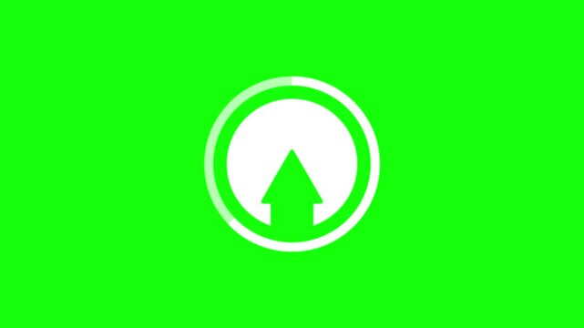 Animated Upload Web Application icon completed concept on green screen background.
