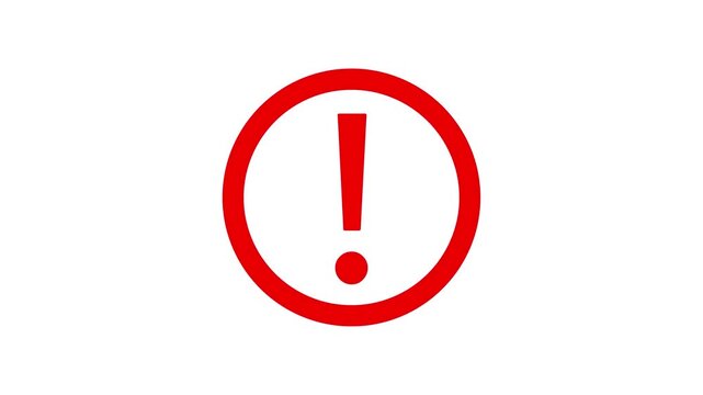 Warning message concept represented by exclamation mark animation with red color