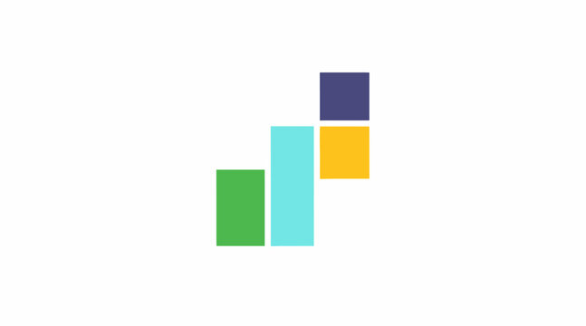 Colorful geometric staircase bar chart logo icon.