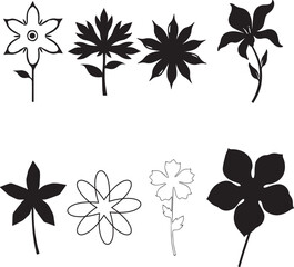 Obraz premium Mixed Floral Silhouette SVG Bundle | Decorative Flower Clipart Set