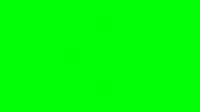 A thin glowing golden circular ring pulsating on a vibrant green background