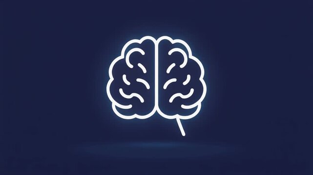 Brain Circuit Icon Animation, Artificial Intelligence Innovation Motion Graphic Seamless Loop