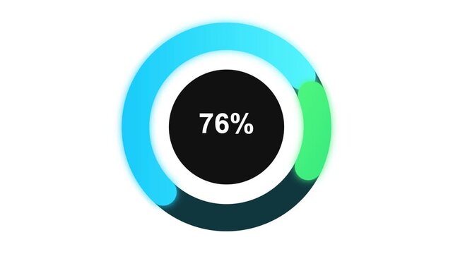 Circular Progress Bar Infographic Element Featuring a Seventy-Six Percent Completion Indicator with Gradient Color Rings on White