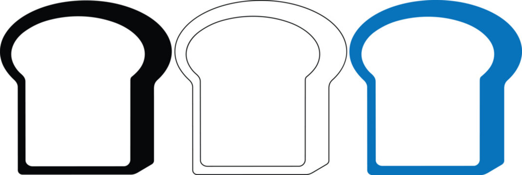 Bread slice icon set for bakery and breakfast toast menu design vector illustration flat simple art.