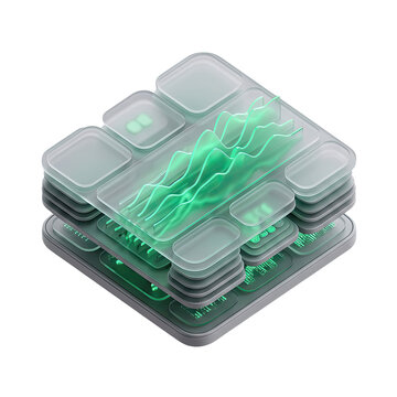 Abstract data visualization with glowing green lines