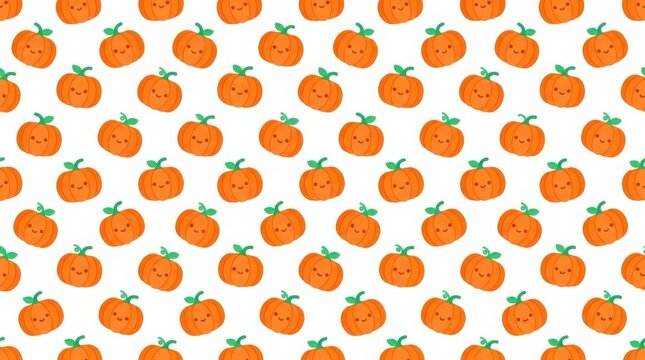 Halloween pumpkin pattern on white background with fall pattern