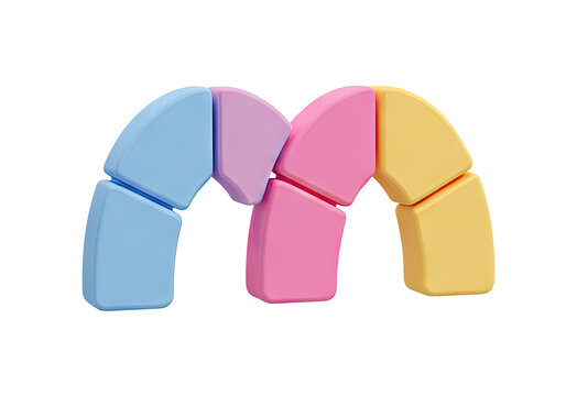 Abstract colorful letter M shape