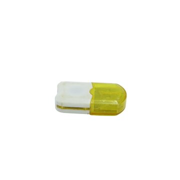 Portable white and yellow memory card reader device for data transfer and storage