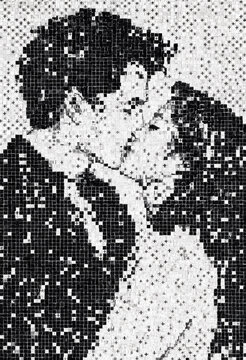 Digital Romance: Cyberpunk Unicode ASCII Kissing Couple