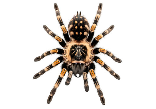 Close-up tarantula spider on white background. Large hairy arachnid isolated for scientific or educational use. on white background , Isolated on Transparent Background, PNG, Generative AI
