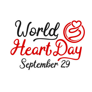 World Heart Day typography design. September 29 medical awareness event lettering.