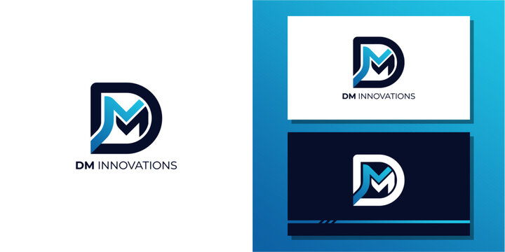Modern blue DM monogram logo design