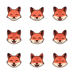 Fototapeta premium Cute fox faces collection simple illustration