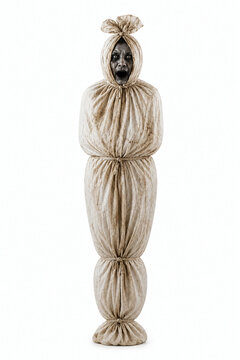 indonesian ghost called pocong isolated on white background