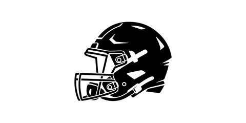Fototapeta premium American Football Helmet Icons Set,Minimal black silhouette icon, simple flat vector, bold black shape, no gradients, no shading two american football helmets on a, flat icon style 