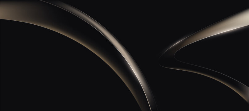 Abstract dark metallic curves with elegant golden glow stock illustration