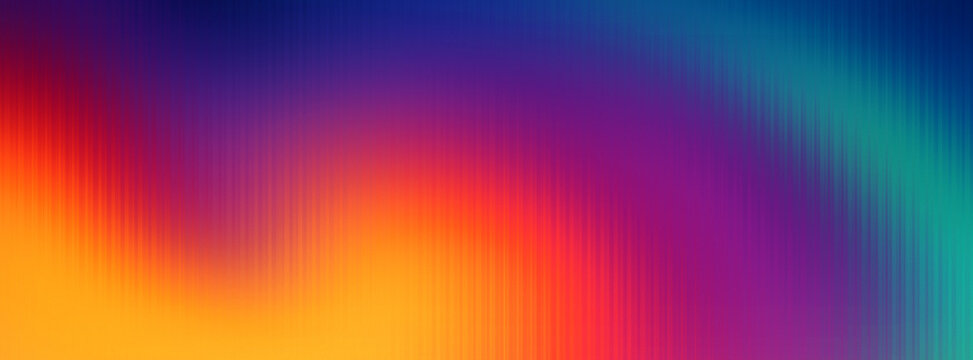 Abstract background featuring a vibrant pixelated gradient transition from warm orange and red to cool purple and deep blue tones