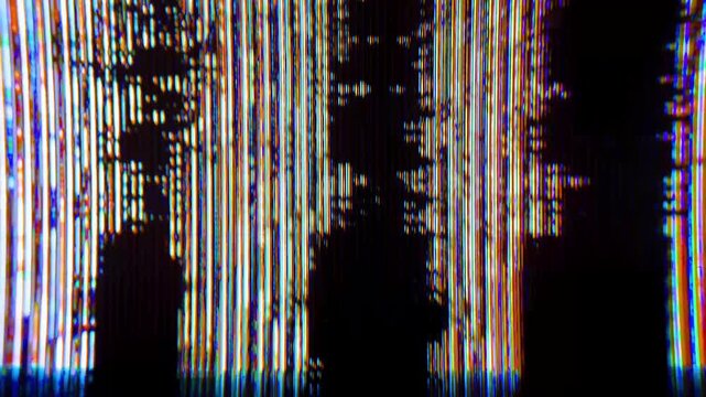 CRT macro glitch flickering overlay, analog video signal broken down to pixelated glitchy bits for transition, overlaypattern or background