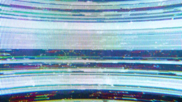 CRT macro glitch flickering overlay, analog video signal broken down to pixelated glitchy bits for transition, overlaypattern or background