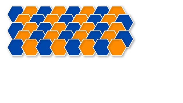 Abstract composition of geometric sea turtle shell plates in cobalt and orange matte iron