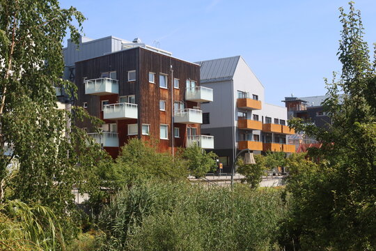Sweden. Houses and streets in the city of Link&ouml;ping. &Ouml;sterg&ouml;tland province.