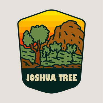 Joshua Tree National Park Vintage Badge Logo Retro Landscape Vector