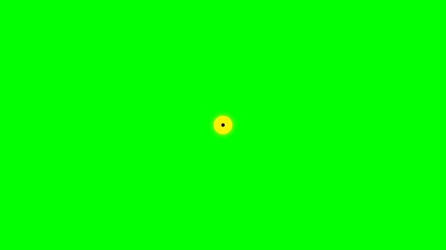 A simple thin black circle outline centered on a vibrant solid green background