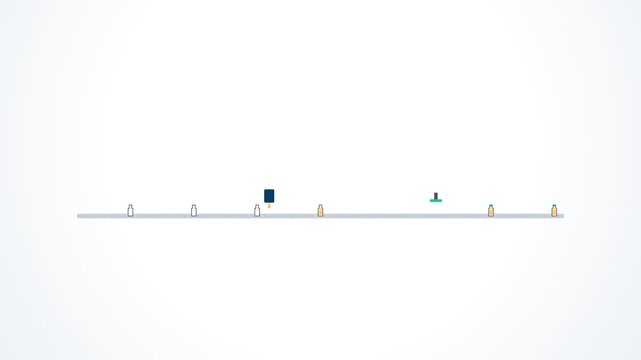 Food and Beverage Processing Industry Animation, Automated Factory Production Line Concept