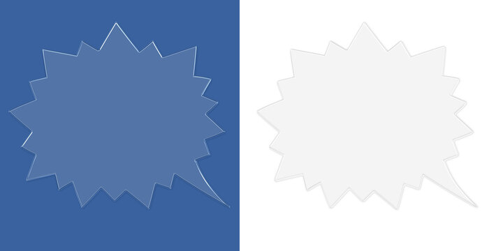 Jagged star shaped speech bubble with transparent and solid versions for text placement isolated on a transparent background