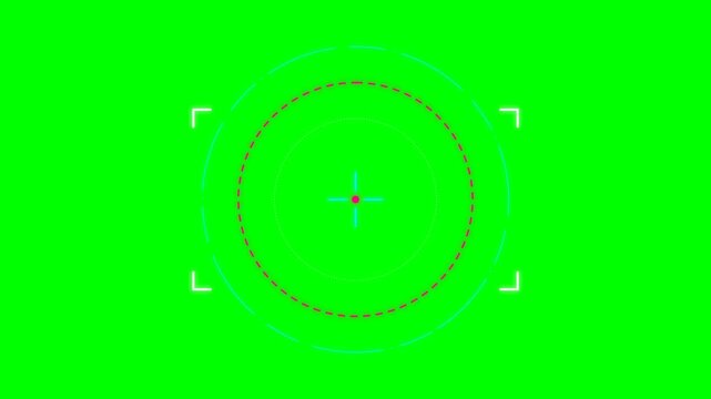 Digital circular targeting reticle overlay on a bright green background