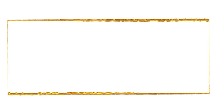 Rectangular frame with glowing yellow and gold metallic border on a white background isolated on a transparent background