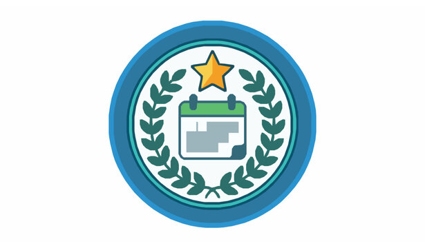 Colorful Established Seal Icon with Calendar Star and Wreath Vector Design