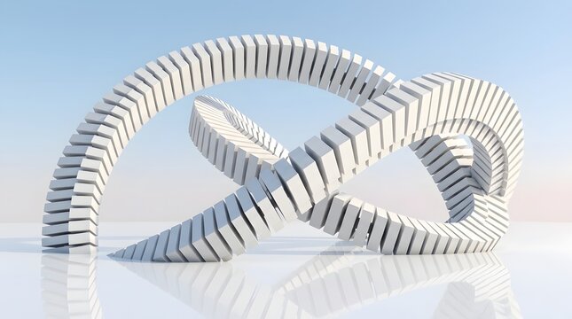 Abstract infinity loop sculpture. Modern 3D geometric structure representing endless growth.