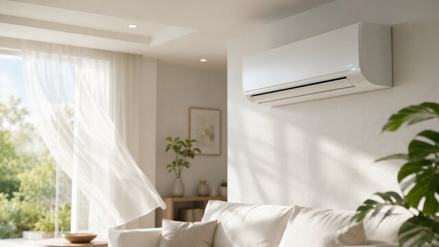 Wall mounted air conditioner in modern living room