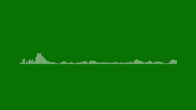 Minimalist white line audio wave, 4k sound spectrum on green background. music equalizer rhythm bars frequency meter,- Podcast sound waves for online audio streaming.4k animation