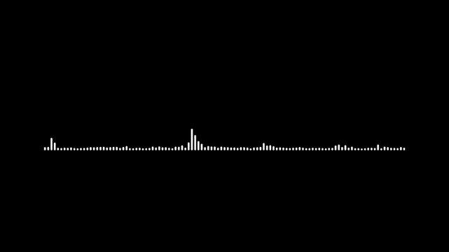 white video footage of audio visualizer on black background.audio waveform spectrum animation. sound volume audio lines Sound waves meter.audio spectrum waveform animation.4k video