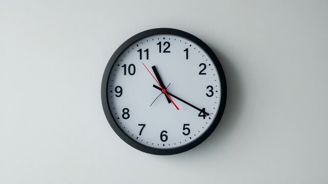 Wall clock showing passing time in a sterile environment with clean lighting