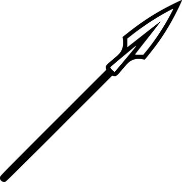 Medieval spear weapon with pointed head flat icon for games and websites
