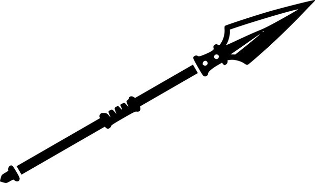 Medieval spear weapon with pointed head flat icon for games and websites
