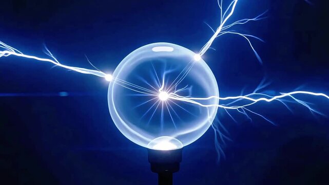Plasma Ball Lamp Emitting Electric Arcs and Lightning Bolts.